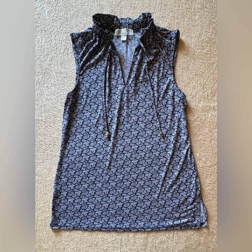 Michael Kors Black and Gray Patterned Blouse